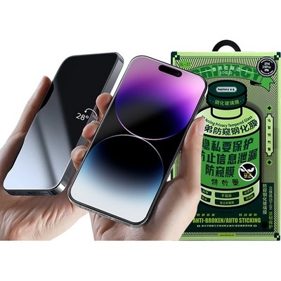 Стекло защитное Remax 3D (GL-27) Антишпион Privacy Series Твердость 9H для iPhone 14 Pro 2022 (6.1") 0.3mm Black - фото 29741