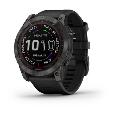 Умные часы Garmin Fenix 7X Sapphire Solar титановый угольно-серый DLC с силиконовым ремешком - фото 33219