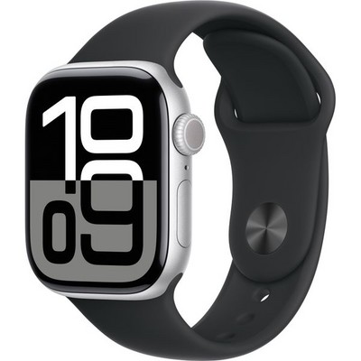 Умные часы Apple Watch Series 10 GPS 42mm Silver Aluminum Black Sport Band - фото 42655