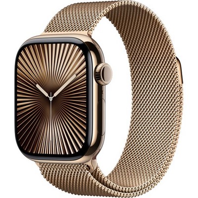 Умные часы Apple Watch Series 10 GPS + Cellular 42mm Gold Titanium Milanese Loop - фото 42772