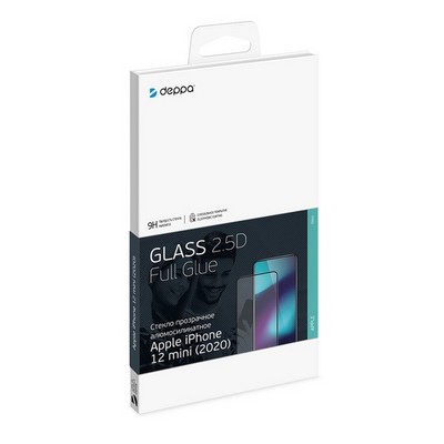 Стекло защитное Deppa 2,5D Classic Full Glue D-62703 для iPhone 12 mini (5.4") 0.3mm Прозрачное - фото 4865