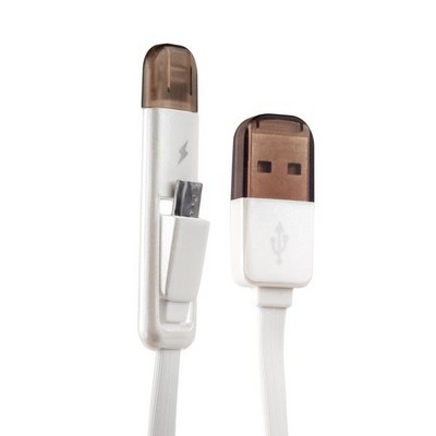 Дата-кабель USB Remax TRANSFORMERS high speed 2в1 lightning & microUSB плоский (1.0 м) белый - фото 5007