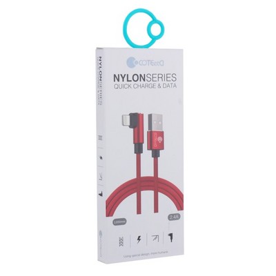 Дата-кабель USB COTECi M47 L NYLON series Lightning cable QUICK CHARGE CS2161-BK (1.2 м) 2.4А Черный - фото 5428