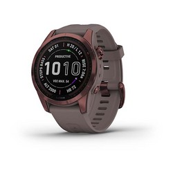 Умные часы Garmin Fenix 7S Sapphire Solar титановый темно-бронзовый с сланцево-серым силиконовым ремешком