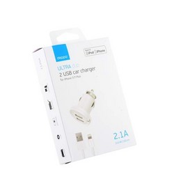 Разделитель автомобильный Deppa Ultra MFI 2.1A D-11254 + витой дата-кабель 8-pin Lightning (2USB: 5V 1A & 5V 2.1A) Белый