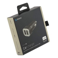 Разделитель автомобильный Deppa Car charger 2.4A D-11282 12/24V (2USB: 5V/2.4A) Черный