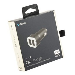 Разделитель автомобильный Deppa Car charger 4.8А D-11287 12/24V (2USB: 5V 4.8A) Черный