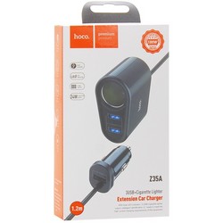 Разделитель автомобильный Hoco Z35A Companheiro front and rear seat Cigarette Lighter 100W Car Charger (3USB: 5V & 2.4A) Черный