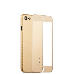 Чехол-накладка карбоновая Coblue 4D Glass & Carbon Case (2в1) для iPhone SE (2020г.)/ 8/ 7 (4.7) Золотистый